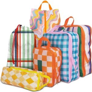 6 Pack Waterproof Compression Packing Cubes for Travel