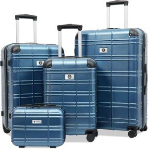 Lightweight Blue 4-Piece Hardshell Luggage Set