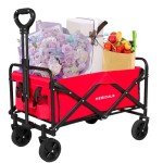 Compact Red Folding Wagon for Travel & Outdoor