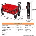 Compact Red Folding Wagon for Travel & Outdoor