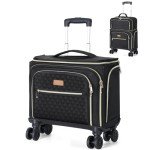 Lekespring Expandable Black Carry-On Luggage with Wheels