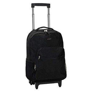Rockland 17-Inch Black Rolling Backpack with Handles