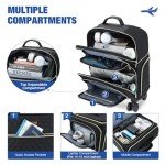 Lekespring Expandable Black Carry-On Luggage with Wheels