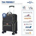 Lekespring Expandable Black Carry-On Luggage with Wheels
