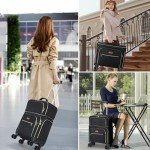 Lekespring Expandable Black Carry-On Luggage with Wheels