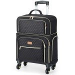 Lekespring Expandable Black Carry-On Luggage with Wheels