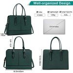 Stylish Deep Green Leather Laptop Tote Bag