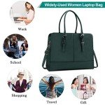 Stylish Deep Green Leather Laptop Tote Bag