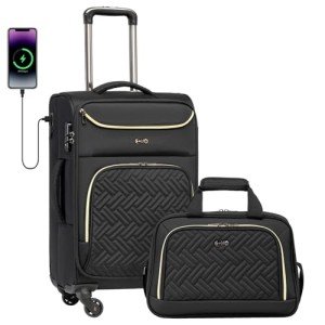 Coolife Lightweight 20-Inch Carry-On Rolling Suitcase