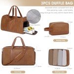 Wogarl 3PCS Faux Leather Travel Weekender Set