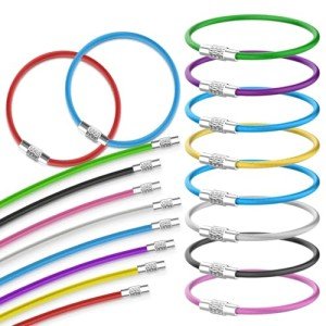 Multicolor Nylon Coated Keychain Ring – 18 Pack
