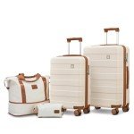 Beige 2-Piece Hardside Luggage Set with Spinner Wheels
