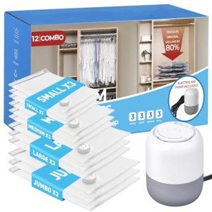 12 Pack Vacuum Storage Bags with Electric Pump