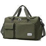 Suruid Olive Green Travel Duffel Bag with Shoe Compartment