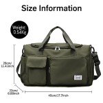 Suruid Olive Green Travel Duffel Bag with Shoe Compartment