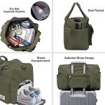 Suruid Olive Green Travel Duffel Bag with Shoe Compartment