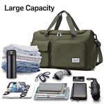 Suruid Olive Green Travel Duffel Bag with Shoe Compartment