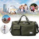 Suruid Olive Green Travel Duffel Bag with Shoe Compartment