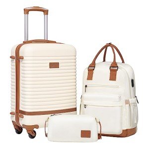 Coolife 3-Piece Hardshell Suitcase Travel Set
