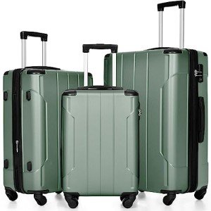 Merax Lightweight Expandable Spinner Luggage Set - Green
