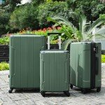 Merax Lightweight Expandable Spinner Luggage Set - Green