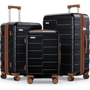 3-Piece Lightweight Hardshell Luggage Set - Black