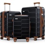 3-Piece Lightweight Hardshell Luggage Set - Black