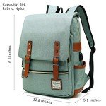 Mancio Vintage Laptop Backpack with USB Port - Green