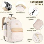 Beige Rolling Backpack for Travel and Work