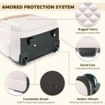 Beige Rolling Backpack for Travel and Work