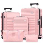 SHOWKOO 3-Piece Pink Expandable Luggage Set