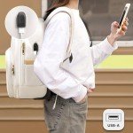 Beige Rolling Backpack for Travel and Work