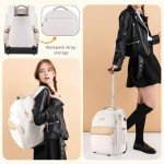 Beige Rolling Backpack for Travel and Work