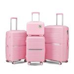 4-Piece Lightweight Hard Shell Luggage Set - Pink