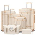 Vintage Cream White 6-Piece Luggage Set