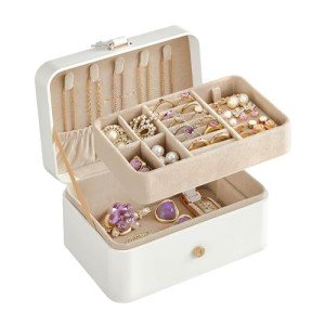 Travel Jewelry Box with 2-Layer Organizer
