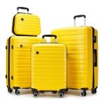 GinzaTravel 4-Piece Yellow Hardside Luggage Set