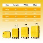 GinzaTravel 4-Piece Yellow Hardside Luggage Set