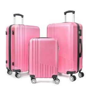 Pink 3-Piece Hardside Luggage Set with Wheels