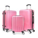 Pink 3-Piece Hardside Luggage Set with Wheels