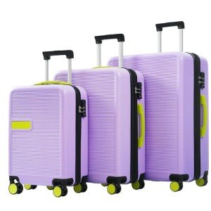 Merax Purple 3-Piece Hardshell Luggage Set with TSA Lock