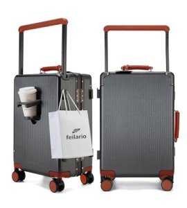 Feilario 20" Aluminum Frame Hardside Carry-On Suitcase