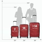 TILYMOL Red 3-Piece Hardside Luggage Set