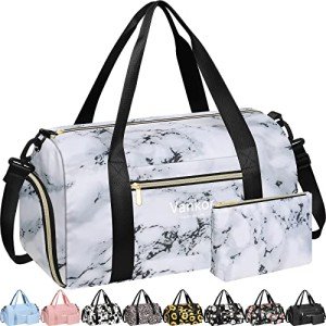 Women's Waterproof Gym Duffle Bag with Shoe Compartment