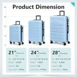 Light Blue 21" Hard Shell Carry On Suitcase