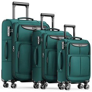 SHOWKOO 3-Piece Softside Luggage Set - Dark Green
