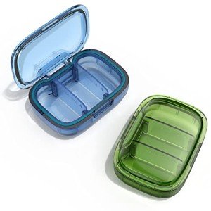 2 Pack Travel Pill Organizers with 3 Compartments