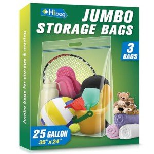 HIBAG 25 Gallon Jumbo Resealable Storage Bags - 3 Pack