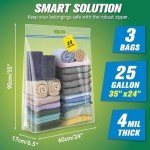 HIBAG 25 Gallon Jumbo Resealable Storage Bags - 3 Pack