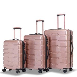 Merax 3-Piece Rosy Gold Hardshell Luggage Set
